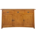 thumbnail image 3 of Crafters and Weavers Arts and Crafts 3-Drawer Solid Wood Sideboard in Walnut, 3 of 15