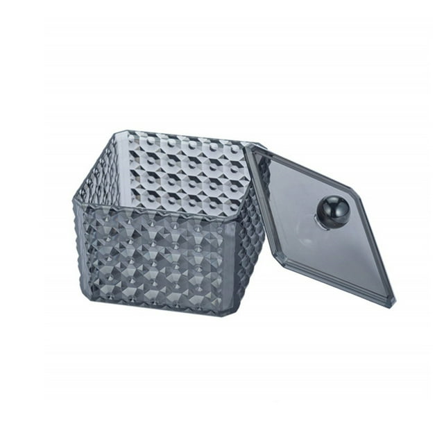 Soidarity Contenedor de almohadillas de algodón resistente con tapa para almacenamiento en el baño, soporte para almohadillas de algodón, Bolsas de maquillaje cuadrado