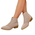 thumbnail image 6 of Low Heel Ankle Boots for Women Chunky Heel Knit Sock Boots Slip On Stretchy Comfortable Short Boots Fashion Heeled Booties Dress Shoes for Fall & Winter, 6 of 8