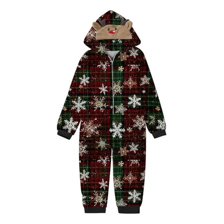 

Matching Family Outfits Comfortable Christmas Kid Sleepwear Cute Paid Snowflake Print Long Sleeve Jumpsuit Soft Romper Birthday Party Casual Family Matching Pajamas Red 6 Years - 7 Years
