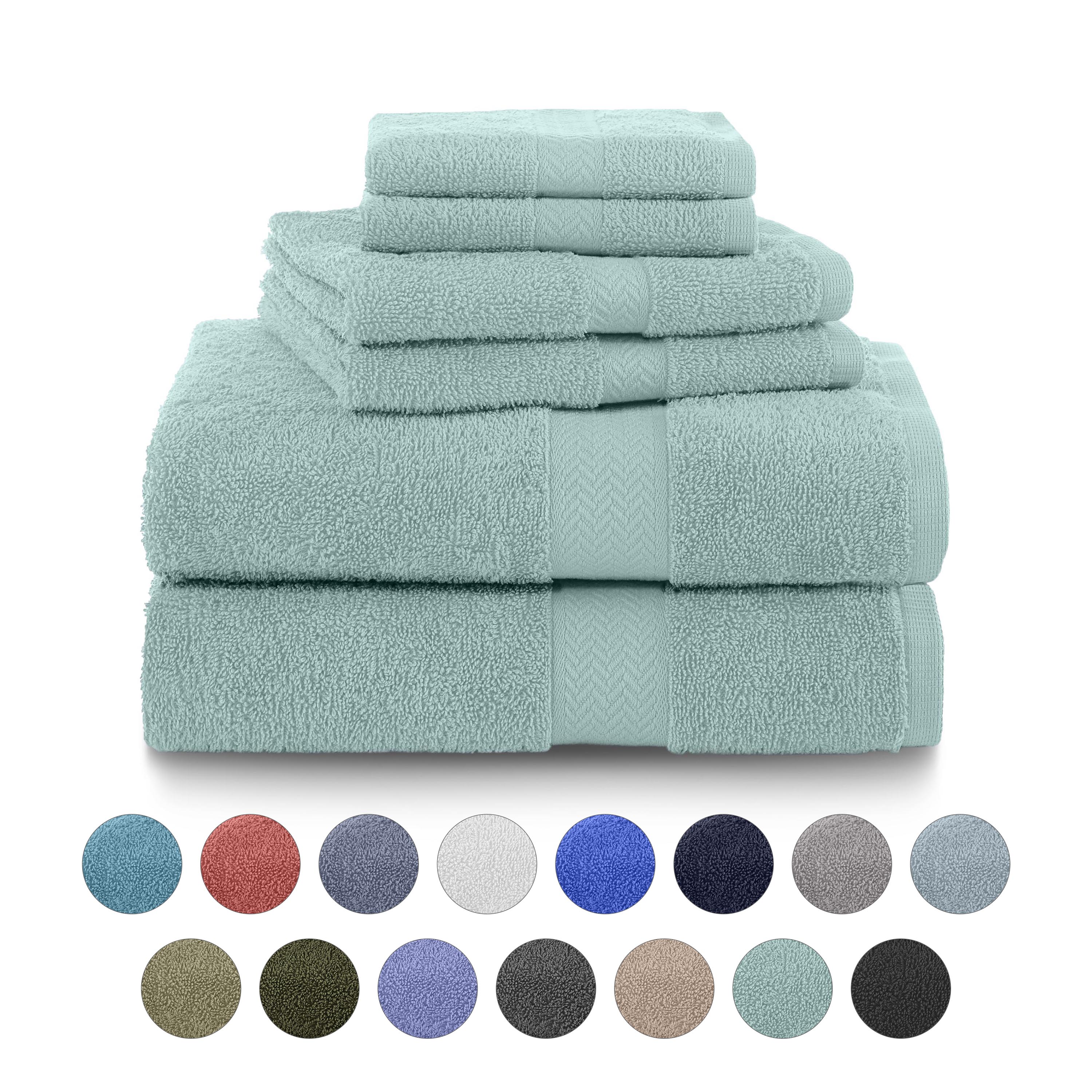 Dawton Hill Eco-Friendly 6-Piece Ring Spun Cotton Towel Set - Assorted Sizes, Ultra Soft, Quick Drying, OEKO-TEX Certified