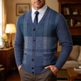 thumbnail image 2 of StSilkitty Mens Cardigan Sweater Plaid Long Sleeve V Neck Button down Cardigans Jacket Sweaters with Pockets, 2 of 9