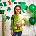 thumbnail image 2 of Tauxra Chandail de la Saint-Patrick pour Adultes, Chandail à Col Rond Imprimé à Manches 3/4, T-Shirt Décontracté à Manches Longues avec Graphique de Trèfle pour Activités Festives, 2 of 6