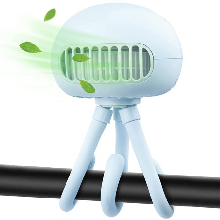 

Baby Stroller Fan 2021 Brand New USB Charging Leafless Small Jellyfish Fan (Safe) Three-Speed Wind Speed Adjustment and Flexible Tripod Suitable for Bed Office Car Travel