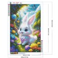 thumbnail image 2 of Pintura de diamante 5D DIY Kit de conejo de taladro redondo completo arte de decoración del hogar 40x60cm blanco, 2 of 9