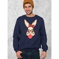 thumbnail image 2 of Easter Bunny With Bubble Gum Funny Egg Hunting Christian Holiday Crewneck Sweatshirt, S, Navy, 2 of 5