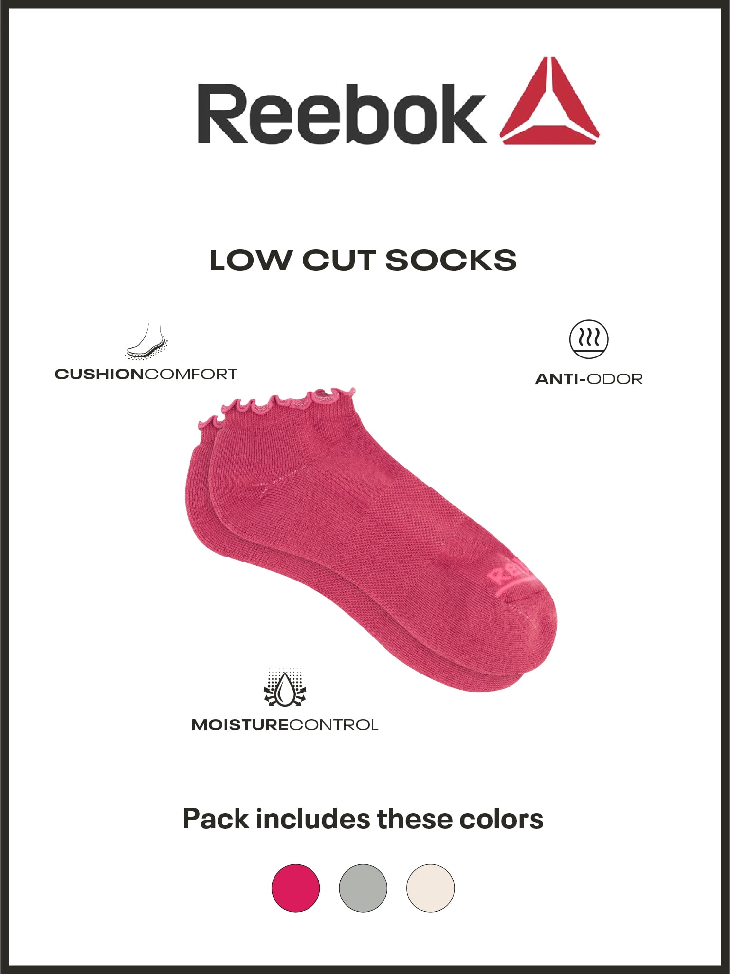 Reebok Women’s Ruffle Low Cut Socks, 10 Pack, Size 4-10