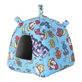 thumbnail image 1 of Casita colgante para pájaros, nido para loros, cama acogedora para hámsteres, escondite de mesa para mascotas, accesorio versátil, forrado de felpa, Patrón de cohete, 1 of 8