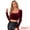 Wine Red, variant on DARING DIVA Women's Sweetheart Neck Ruched Sleeve Velvet Crop Tops XL Black