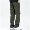 thumbnail image 4 of Men Stretch Multi Pocket Cargo Pants Straight Leg Zip Off Water Repellent Lightweight Travel Pants, 4 of 9