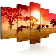 artgeist Handart Canvas Wall Art Africa 100x50 cm / 39"x20" 5pcs Painting Canvas Prints Picture Artwork Image Framed Contemporary Modern Photo Wall Home 030112-62