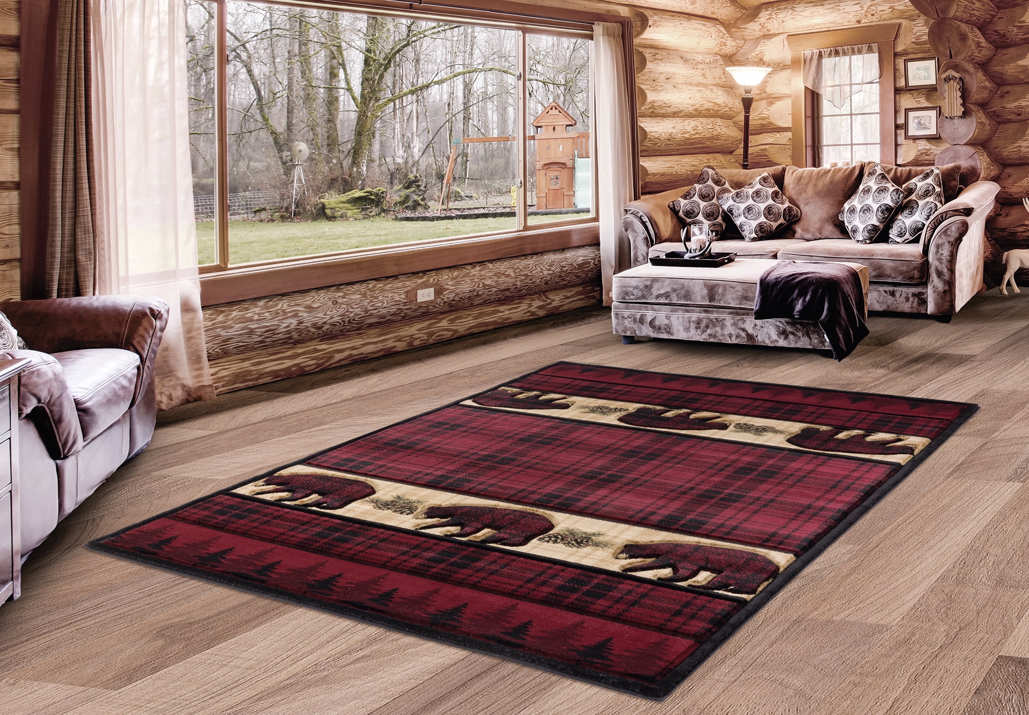 United Weavers Rustic Forest Bullhead City Burgundy Hand-Carved Area Rug or Runner