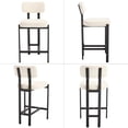 thumbnail image 3 of DUOMAY Modern Chenille Counter Stools Set of 4, Upholstered 26" Seat Height Low Barstools with Black Metal Legs Open Back Dining Stools with Footrest for Home Pub Kitchen, Beige, 3 of 14