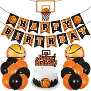 Basketball Birthday Party Decoration Slam Dunk Kids Teenagers Adult B-Day Banner Cake Cupcake Topper Photo Props March Madness Sports Balloons Backdrop Ideas Favor Supplies