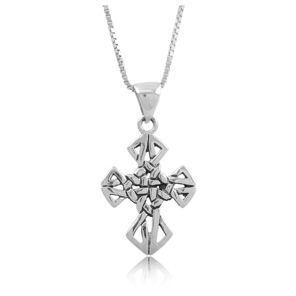 SilverCloseOut Sterling Silver Celtic Cross Charm Necklace