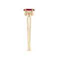 thumbnail image 3 of ANGARA Natural Solitaire Oval Ruby Split Shank Engagement Ring with Trio Diamonds in 14K Yellow Gold for Women (Size-6x4mm) | July Birthstone, Anniversary, Jewelry Gift for Women | Natural Ruby Ring, 3 of 9
