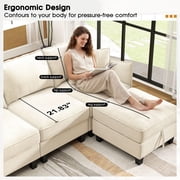 BedLuxury 84” Modular Sectional Sofa with Moveable Storage Ottoman, Cloud Couch Seats 4, Modern Living Room Furniture, Chenille Beige
