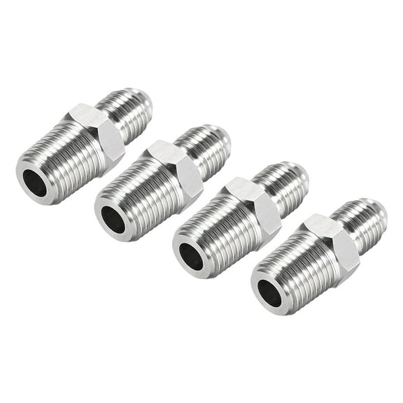 Hex Nipple, 1/4 NPT x 7/16-20UNF 304 Stainless Steel Pipe Tube Fitting 4Pcs