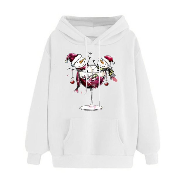Amzcrzy Chandails à Capuchon pour Femmes Imprimé d'Hiver Chandail à Capuche Manches Longues Chandail en Molleton Confortable Chemises à Manches Longues pour Femmes Chandail à Capuche Chandails en Molleton Graphiques pour Femmes m