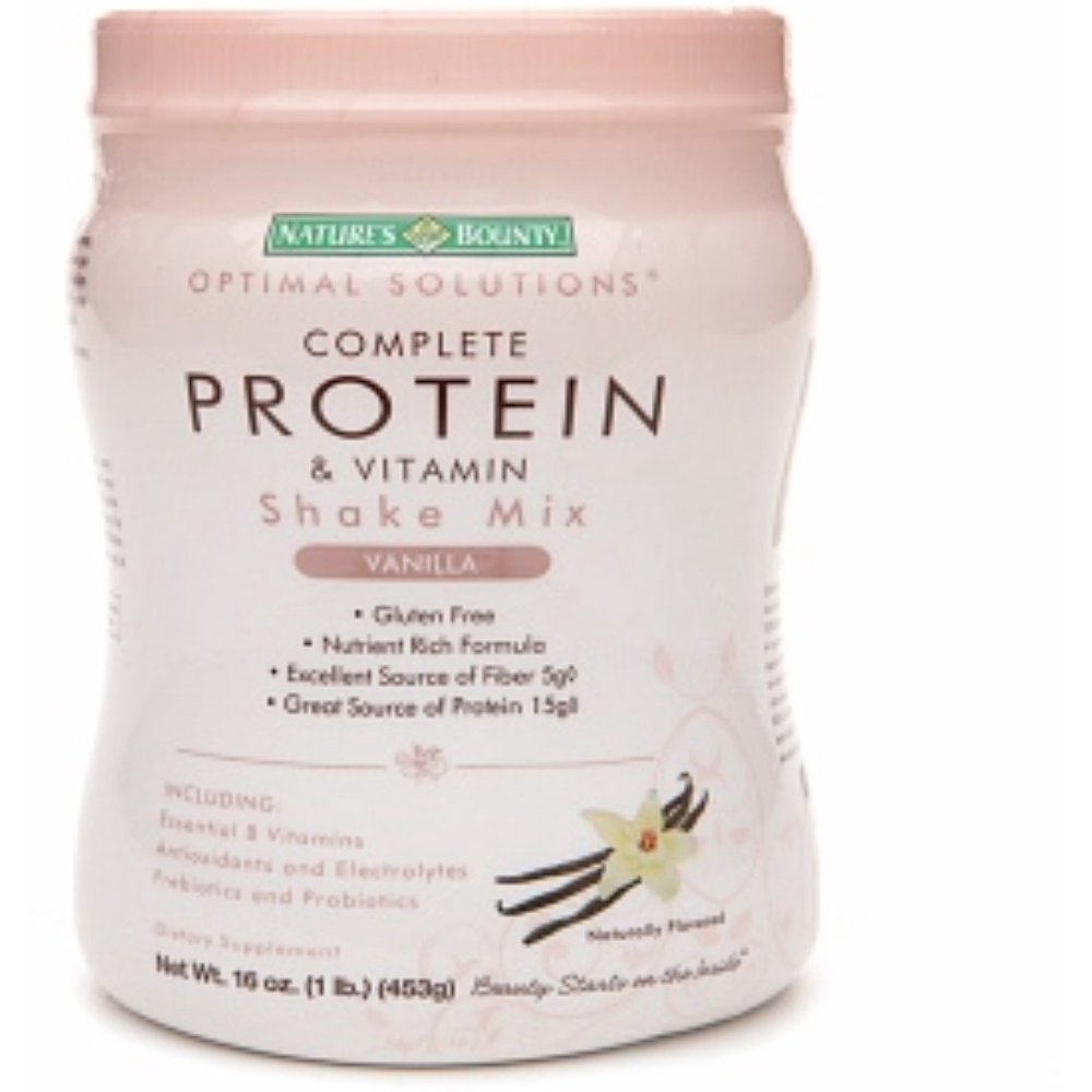 Nature's Bounty Optimal Solutions Complete Protein & Vitamin Shake Mix, Vanilla 16 oz Walmart