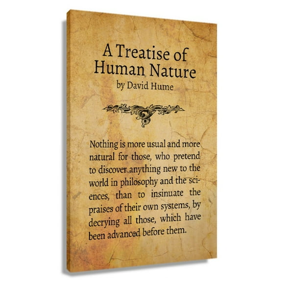 David Hume Book Quote Wall Art A Treatise of Human Nature Posters for Home Painting Canvas Artwork for Kitchen Modern Office Decor Unframed 24×36 in
