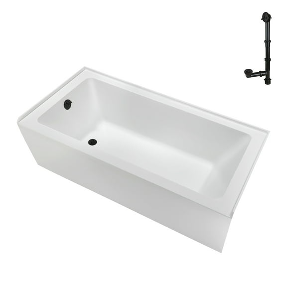 Streamline NAL-5360-ORB 66 in. x 32 in. Acrylic Left-Hand Drain Alcove Bathtub in Glossy White With External Drain in Matte Oil Rubbed Bronze