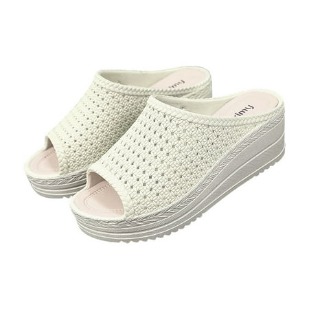 

Slippers Women Slope Heel Shoes Pvc White 39