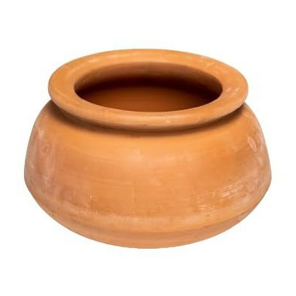 Clay Handi, Red-Ochre (Gerua) | Exclusive Range Unglazed Earthen Pot For Cooking 1 Liters, Pack Of 2