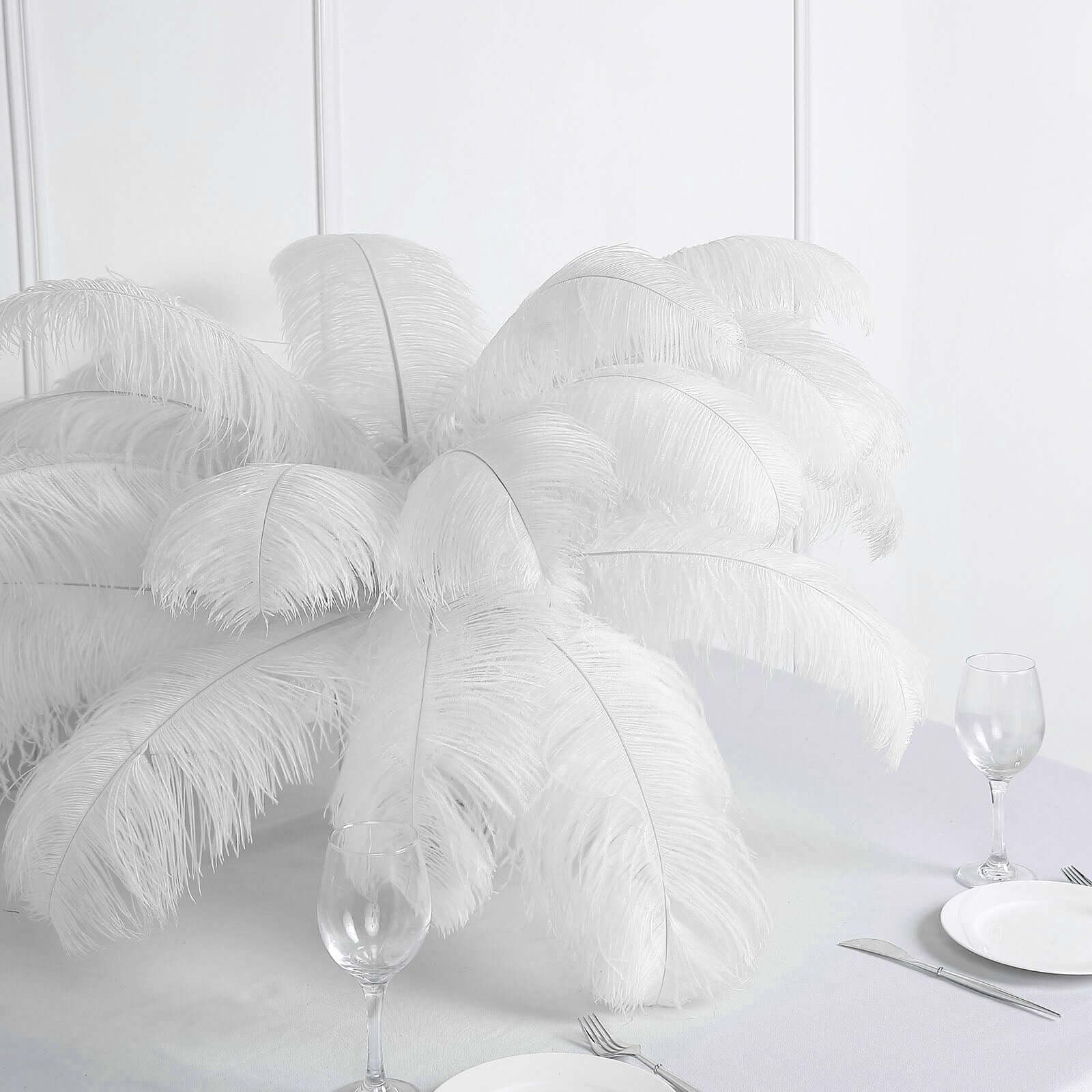 Efavormart 12 RARE 24"-26" Ostrich Plume Feathers For Wedding Birthday Party Dance Banquet Event Decoration - White