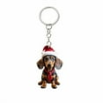 thumbnail image 3 of Wooowa Christmas Hat Dachshund Acrylic Keychains, Festive Hanging Pendants, Cute Decor Accessories for Keys and Backpacks, 3 of 7