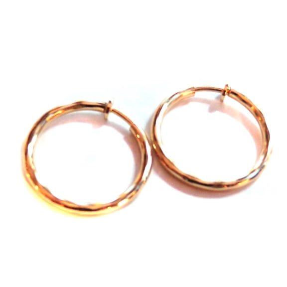 Clip-on Hoop Earrings Wavy Gold Tone 1 inch Hoop Earrings Hypo-Allergenic