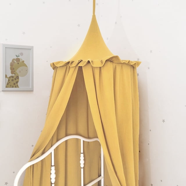 Toldo colgante de muselina de algodón con volantes para habitación de niños, baldachina de cama Premium, 100%
