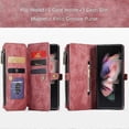thumbnail image 2 of Funda Galaxy Z Fold 3, billetera Z Fold 3 para hombres y mujeres, billetera magnética de cuero sintético duradero con correa de muñeca, cremallera, tarjetero y funda para teléfono., 2 of 5