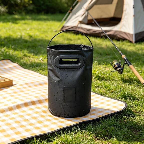 Collapsible Portable Water Bucket 5 Gallon - Foldable Pail for Camping Hiking Fishing, Heavy Duty Nylon Outdoor Water Container for Foot Soak Car Wash Travel