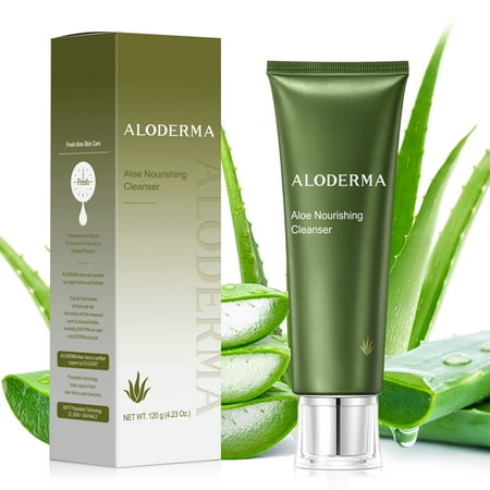 Aloderma Nourishing Face Cleanser with Organic Aloe Vera Made Within 12 Hours of Harvest - Firming & Hydrating Face Wash for Dry, Aging Skin, Aloe Vera Facial Cleanser for Women & Men - 120g/4.2oz