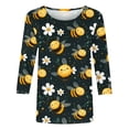 thumbnail image 4 of CYMMPU 3/4 Sleeve Blouses for Women Dressy Casual Loose Fit Tunic Tops Round Neck Fall Fashion Shirts Bee Graphic Spring Tops Lightweight Basic T-Shirts Multicolor M, 4 of 5