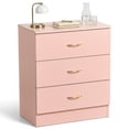 thumbnail image 6 of Hassch Bedside Table with 3 Drawers and Rose Gold Handles, Nightstand for Family Room Bedroom Office, 22.05"L x 12.99"W x 25.98"H, Pink, 6 of 6