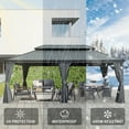 thumbnail image 5 of Miekor 12' X 20' Hardtop Gazebo, Upgraded Metal Gazebo with Drainage System, Dual-Layer Galvanized Steel Roof, Curtain and Netting, Outdoor Shelter Canopy for Patio, Garden, and Backyard, Grey MK8387, 5 of 11