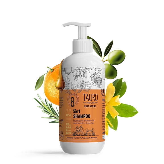 Tauro Pro Line 5-in-1 Moisturizing Dog & Cat Shampoo – Natural Oils, Sulfate & Paraben Free, 13.5 oz