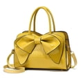 thumbnail image 3 of Red Bucket Tote with Candy-Colored Bow Accent - Stone-Grained PU Leather Handbag, Versatile Shoulder/Crossbody/Handheld Design, 30*13*20cm, Zipper Closure, Inner Zipper Hidden Pocket, Mobile Phone, 3 of 7