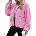 thumbnail image 5 of Winter Jackets for Women, Comdrip Women Autumn and Winter Casual Solid Color Lapel Buttoned Long Sleeve Plush Patchwork Jacket Warm Winter Winter Jackets Womens Fleece Jacket Pink S, 5 of 8