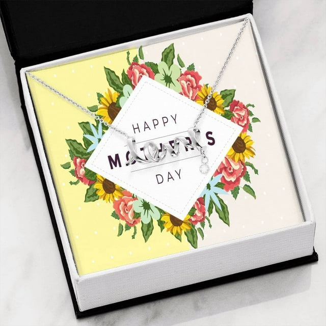 Happy Mom Mom Gift Scripted Love Necklace Stainless Steel Message Card Gift