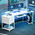 thumbnail image 2 of HOMCOM 79 inch Gaming Desk, Industrial Computer Desk with RGB Lights, White, 2 of 10