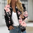 thumbnail image 2 of YUGYXL Bomber Jackets for Women Zip Up Casual Long Sleeve Varsity Jacket Lightweight Spring Fall Clothes with Pockets A Pink Jackets XXL, 2 of 5