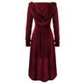 thumbnail image 5 of hirigin Women Halloween Costume Solid Color High Low Long Sleeve Hooded Dress for Party Role-playing Cosplay, 5 of 7