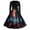 Cyan #022, variant on Women's Halloween Dress Skeleton Cocktail V-Neck Spooky Dresses Bone Printed Long Sleeve Horror Swing Dress with Belt 2XL