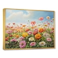 thumbnail image 2 of Designart "Charming Zinnias In The Countryside I" Zinnias Floater Framed Canvas Prints, 2 of 5