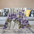 thumbnail image 2 of COMIO  Flannel Throw Blanket Super Soft Lightweight with Flower Print for Couch, Lavender, 2 of 6
