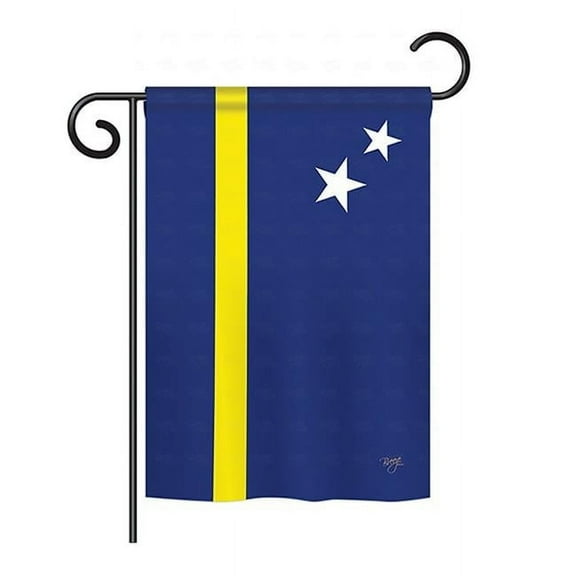 Breeze Decor BD-CY-GS-108343-IP-BO-D-US15-BD 13 x 18.5 in. Curacao Flags of the World Nationality Impressions Decorative Vertical Double Sided Garden Flag Set with Banner Pole
