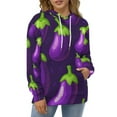 thumbnail image 3 of Eggplant Regular Fit Hoodie, Sporty Pullover Hooded Sweatshirt for Men Women L, 3 of 6